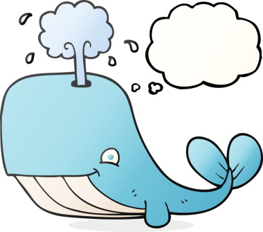 Serbest çizim düşünce baloncuğu bir insan tarafından çizilmiş su püskürten balina.