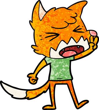 Bir insan tarafından çizilmiş kızgın çizgi film tilkisi.