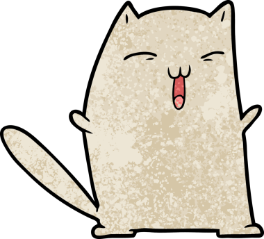 Bir insan tarafından çizilmiş çizgi film kedisi.