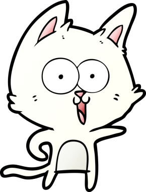 Bir insan tarafından çizilmiş komik çizgi film kedisi.