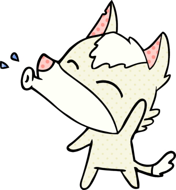 Bir insan tarafından çizilmiş uluyan kurt çizgi filmi.