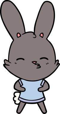 Bir insan tarafından çizilmiş meraklı tavşan çizgi filmi.