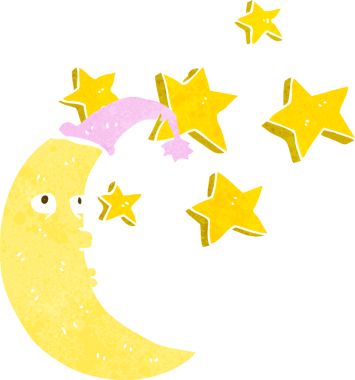 Bir insan tarafından çizilmiş uykulu ay karikatürü