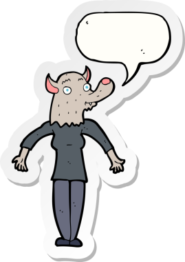 Bir insan tarafından çizilmiş bir kurt adamın çıkartması.