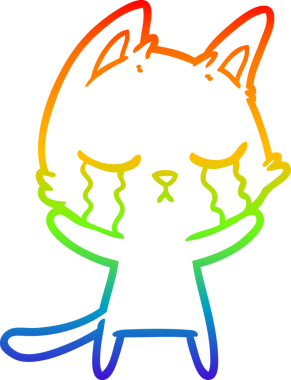 Bir insan tarafından çizilmiş ağlayan çizgi film kedisinin çizimi.