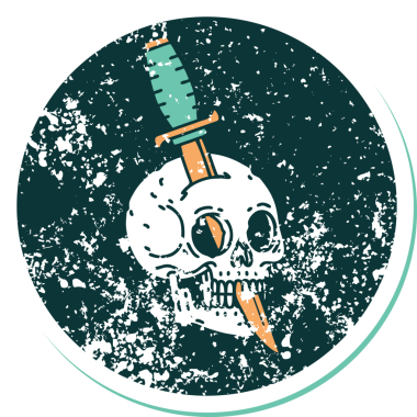 Bir insan tarafından çizilmiş bir kafatasının sembolik dövmeli görüntüsü.