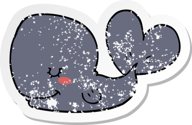 Bir insan tarafından çizilmiş karikatür balinasının sıkıntılı çıkartması.