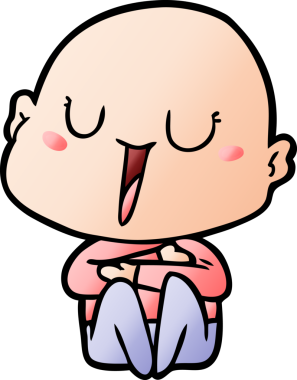 Bir insan tarafından çizilmiş mutlu, kel adam.