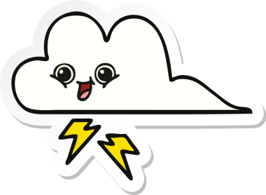 Bir insan tarafından çizilmiş şirin bir fırtına bulutunun çıkartması.