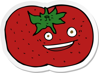 Bir insan tarafından çizilmiş bir domates etiketi.