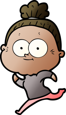 Bir insan tarafından çizilmiş mutlu yaşlı kadın çizgi filmi.