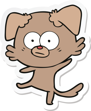 Bir insan tarafından çizilmiş sinirli bir köpek çizgi filminin çıkartması.