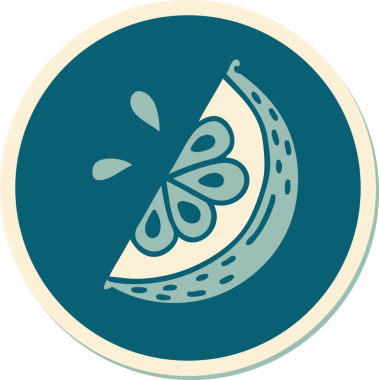 Bir insan tarafından çizilmiş limon dilimi şeklinde dövme çıkartması.