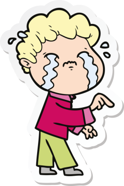 Bir insan tarafından çizilmiş, ağlayan bir çizgi film karakterinin çıkartması.