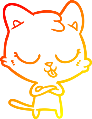 Bir insan tarafından çizilmiş çizgi film kedisinin sıcak çizgi çizimi