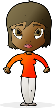 Bir insan tarafından çizilmiş omuz silken çizgi filmdeki kadın.