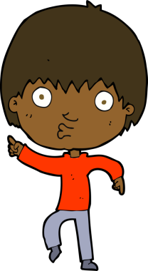 Bir insan tarafından çizilmiş çizgi film etkilenmiş çocuk.