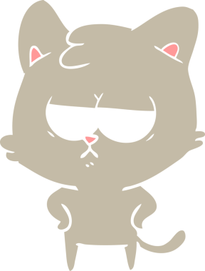 Sıkıcı düz renkli çizgi film kedisi bir insan tarafından çizildi