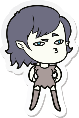 Bir insan tarafından çizilmiş vampir bir kızın çıkartması.