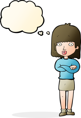 Düşünce baloncuğu bir insan tarafından çizilmiş sabırsız bir karikatür.