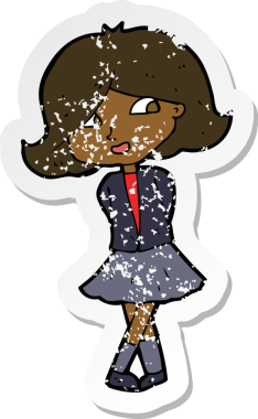 Bir insan tarafından çizilmiş mutlu bir kız çizgi filminin gerilimli yapıştırması.