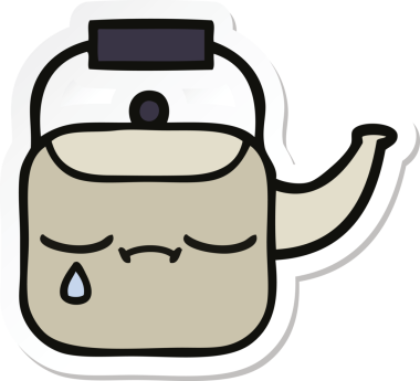 Bir insan tarafından çizilmiş şirin bir çaydanlığın çıkartması.