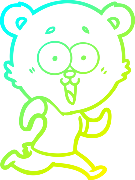 Bir insan tarafından çizilmiş gülen oyuncak ayı çizgi filmi.