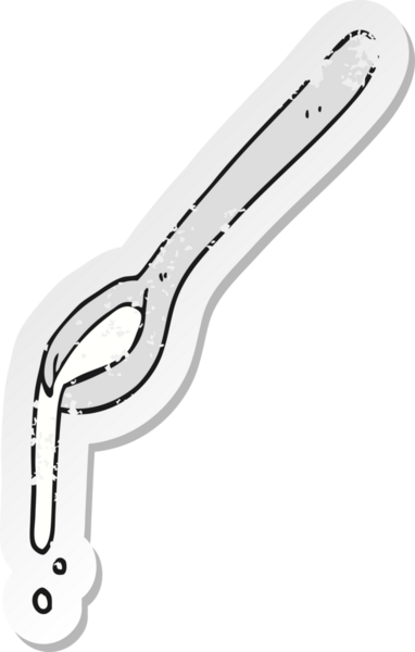 Bir insan tarafından çizilmiş karikatür kaşığının gerilmiş yapıştırması.