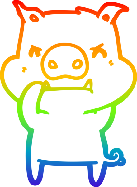 Bir insan tarafından çizilmiş kızgın çizgi film domuzu çizimi.