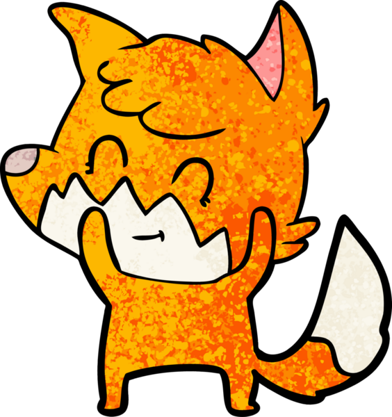 Bir insan tarafından çizilmiş çizgi film dostu tilki.