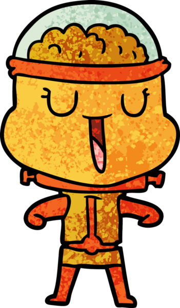 Bir insan tarafından çizilmiş mutlu çizgi film robotu