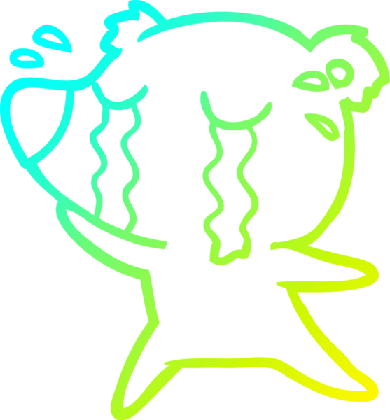 Bir insan tarafından çizilmiş ağlayan bir ayının soğuk çizgi çizimi.