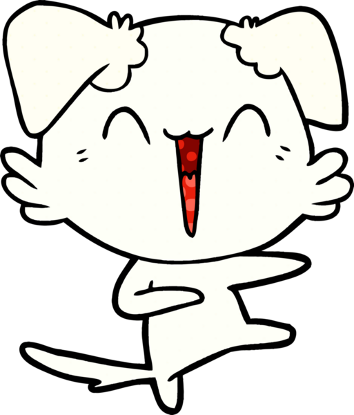 Bir insan tarafından çizilmiş mutlu dans eden köpek çizgi filmi.