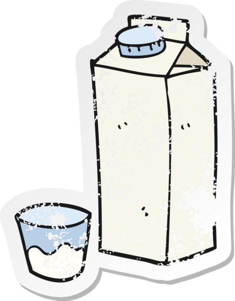 Bir insan tarafından çizilmiş süt kutusunun gerilimli retro yapıştırması.