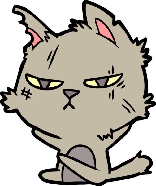 Bir insan tarafından çizilmiş sert çizgi film kedisi.