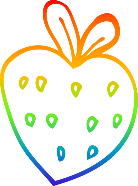 Bir insan tarafından çizilen çilek karikatürünün çizimi.