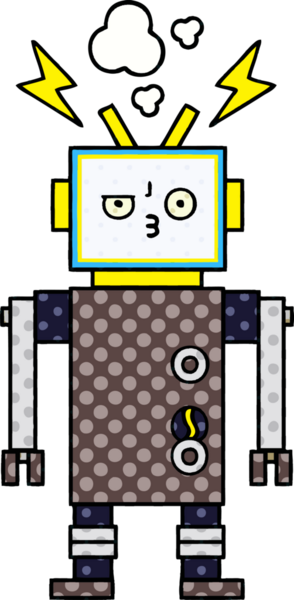 bir insan tarafından çizilmiş bir robotun çizgi roman tarzı