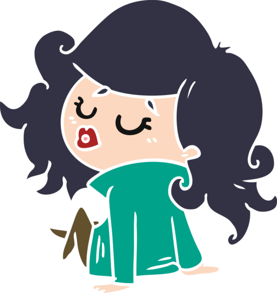 Bir insan tarafından çizilmiş tatlı bir kawai kızının serbest çizimi.