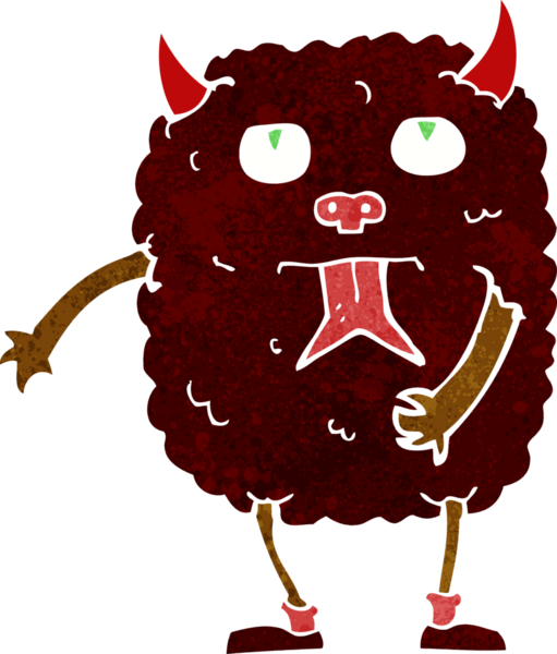 Bir insan tarafından çizilmiş komik çizgi film canavarı.