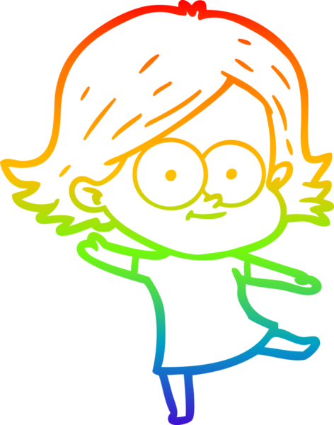 gökkuşağı gradyan çizimi mutlu bir çizgi film kızı bir insan tarafından çizildi