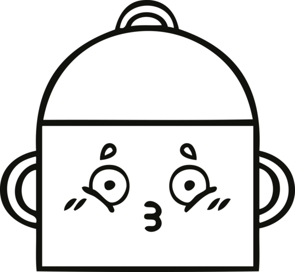 Bir insan tarafından çizilmiş bir tencere karikatürü.