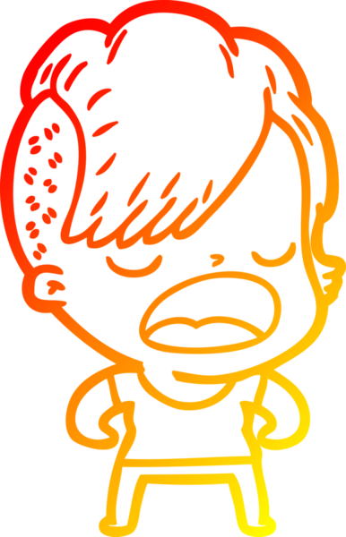 Bir insan tarafından çizilmiş havalı bir hippi kızın sıcak çizgi çizimi.