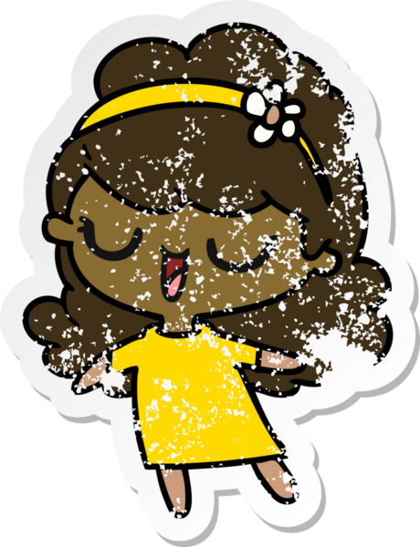 Bir insan tarafından çizilmiş tatlı kawai kızının serbest sticker 'ı.