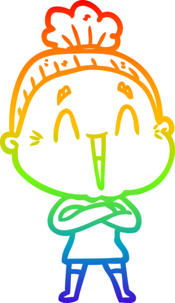 Gökkuşağı gradyan çizgi çizimi Bir insan tarafından çizilmiş mutlu yaşlı kadın