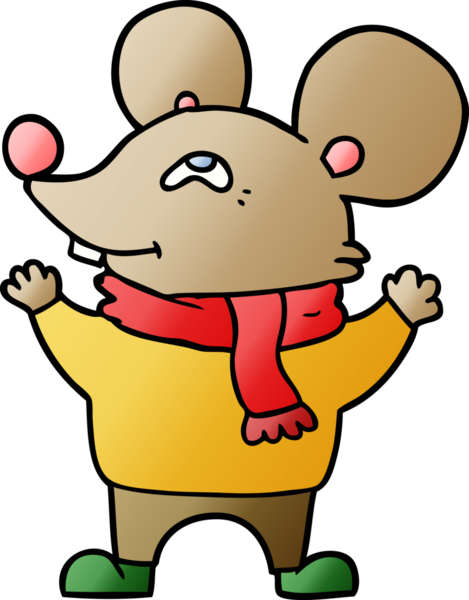 Bir insan tarafından çizilmiş eşarp takan bir fare.