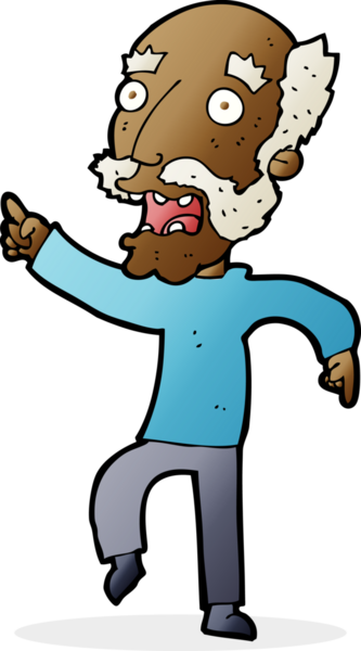 Çizgi film bir insan tarafından çizilmiş korkmuş yaşlı bir adam.