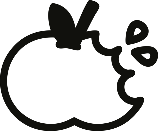 Bir insan tarafından çizilmiş ısırılmış elma simgesi