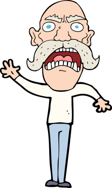 Bir insan tarafından çizilmiş kızgın yaşlı bir adam.