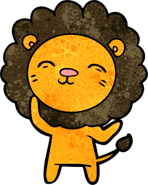 Bir insan tarafından çizilmiş çizgi film aslanı.