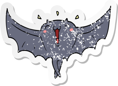 Bir insan tarafından çizilmiş mutlu vampir yarasa çizgi filminin sıkıntılı çıkartması.